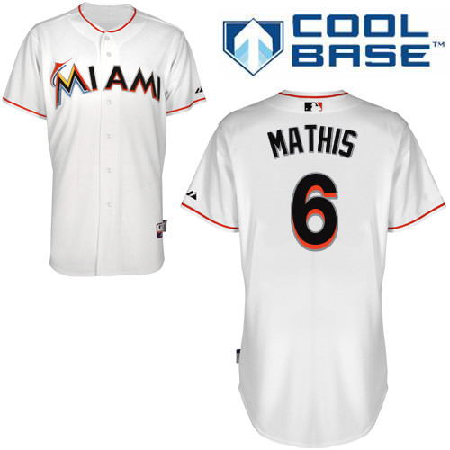 Jeff Mathis #6 MLB Jersey-Miami Marlins Men's Authentic Home White Cool Base Baseball Jersey